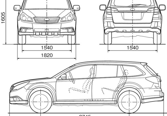 Subaru Outback (2009) (Субару Оутбак (2009)) - чертежи (рисунки) автомобиля